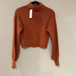 Francesca’s Orange Cropped Turtleneck Sweater NWT